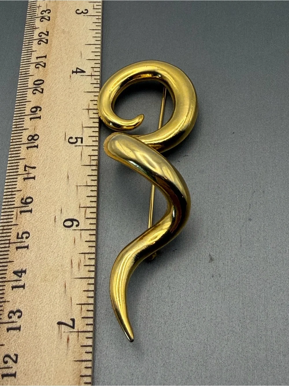 Gold-tone Serpent Abstract Brooch Pin